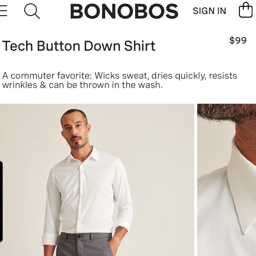 Bonobos White Tech Button Down Shirt
